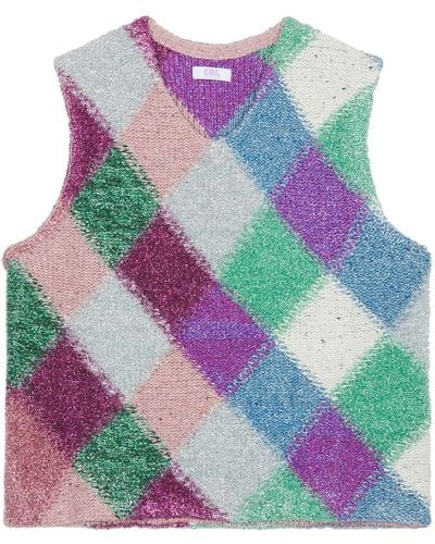 ERL Argyle Glitter Boxy Vest Knit - Multicolor