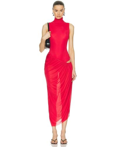 Christopher Esber Ruched Coil Tank Dress - Red