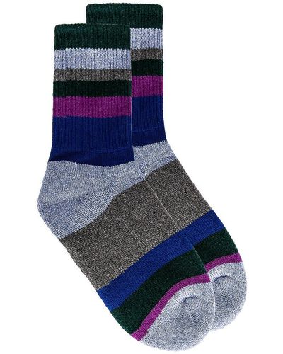 The Elder Statesman Stripe House Socks - Blue