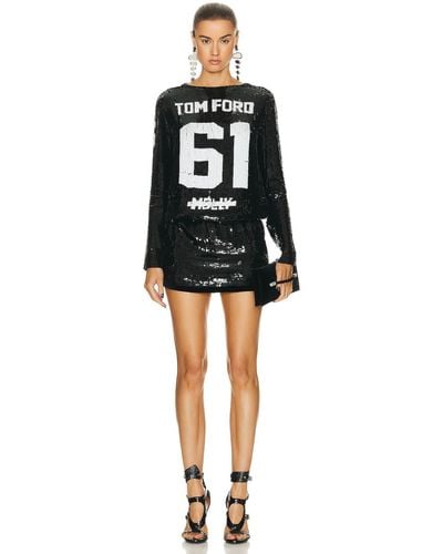 Tom Ford Sequins T-shirt Mini Dress - Black
