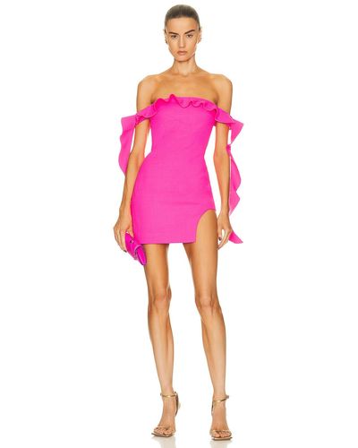 David Koma Ruffle Arch Leg Cut Out Mini Dress - Pink