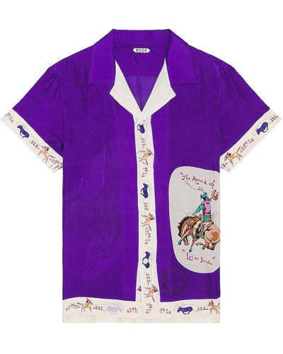 Bode Round Up Short Sleeve Shirt - Purple