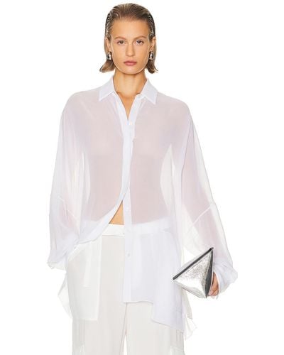 LAPOINTE Lightweight Georgette Oversized Shirt - White
