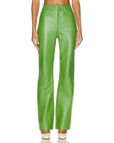 Remain Leather Straight Pants - Green