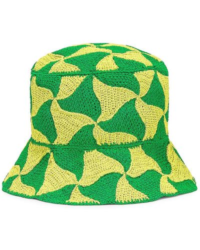 Bottega Veneta Wavy Triangle Crochet Bucket Hat - Green
