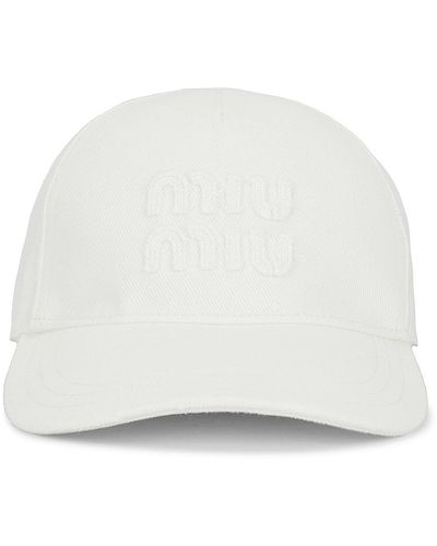Miu Miu Denim Logo Baseball Hat - White