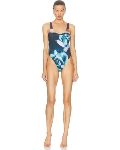 Jean Paul Gaultier Roses One Piece Swimsuit - Blue