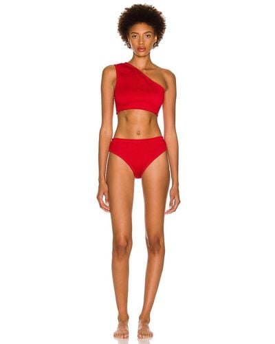 Bottega Veneta Nylon Crinkle Bikini Set - Red