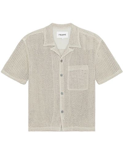FRAME Open Weave Short Sleeve Shirt - White