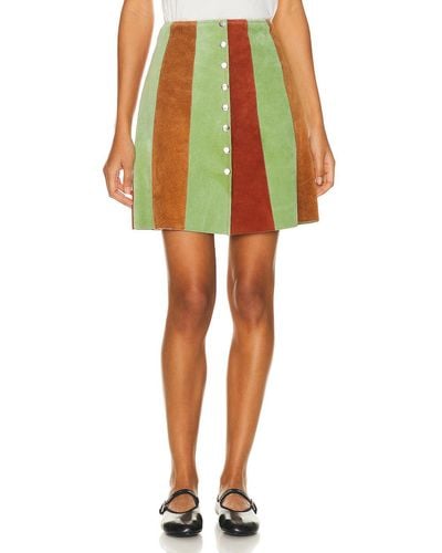 Bode Suede Snap Skirt - Multicolor