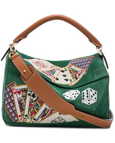 Loewe Playing Card Puzzle Bag - Green