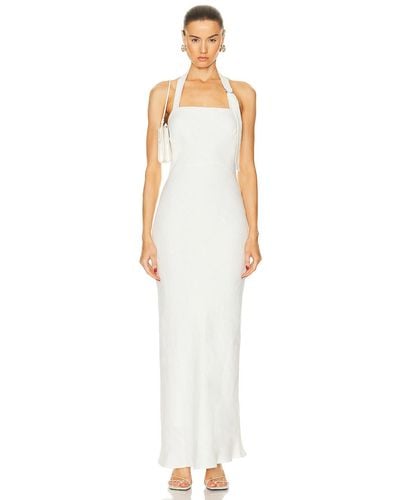 St. Agni Linen Bias Maxi Dress - White