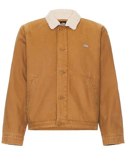 Dickies Textured Fleece Lined Duck Canvas Jacket - Natural