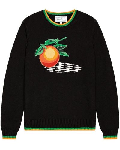 Casablanca Orange Intarsia Sweater - Black