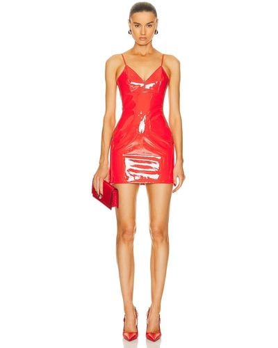 David Koma Patent Leather Cami Dress - Red