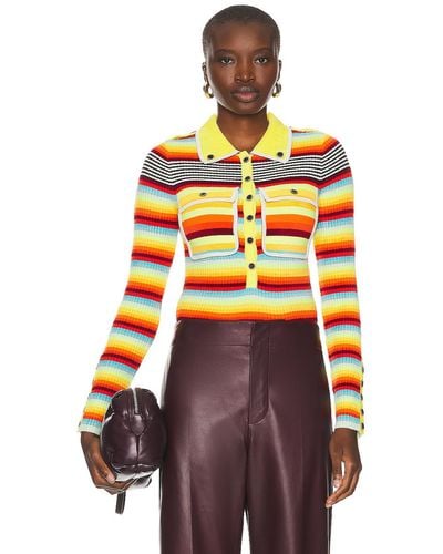 Christopher John Rogers Striped Ribbed Polo Bodysuit - Multicolor