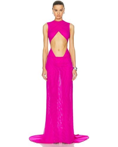 LAQUAN SMITH Sleeveless Criss Cross Draping Gown - Pink