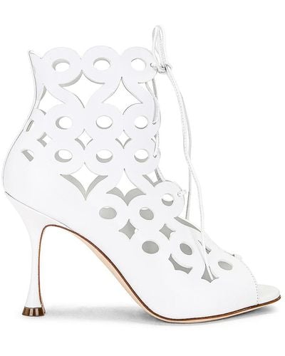 Manolo Blahnik Taralo Leather Boot - White