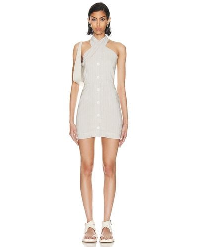 Matthew Bruch Twist Button Up Mini Dress - White