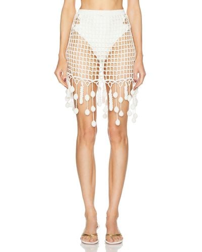 Cult Gaia Moki Crochet Coverup Skirt - White