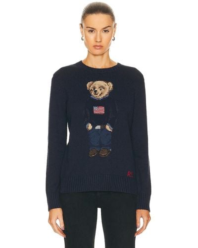 Polo Ralph Lauren Bear Long Sleeve Pullover Sweater - Blue