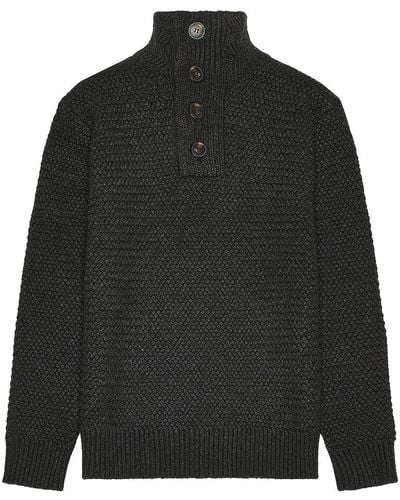 Schott Nyc Men's Funnel Neck Military Sweater - Black