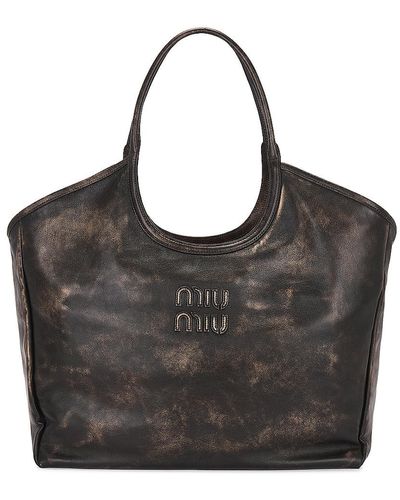 Miu Miu Leather Tote Bag - Black