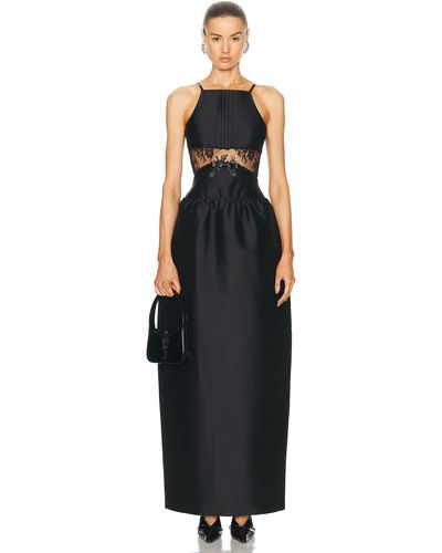 ShuShu/Tong Lace Splicing Long Dress - Black