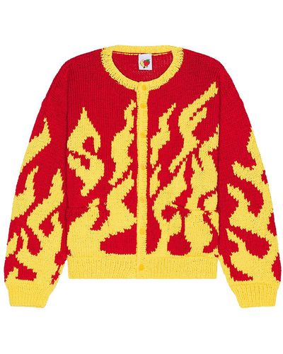 Sky High Farm Flame Hand Knit Cardigan - Red