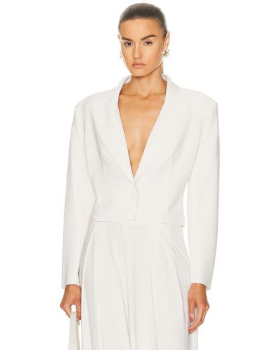 Norma Kamali Cropped Single Breasted Jacket - White