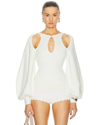 Chloé Long Sleeve Cut Out Top - White