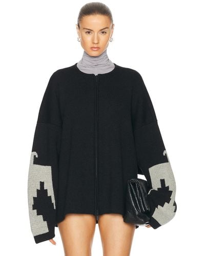 Fear Of God Wool Cashmere Blend Thunderbird Full Zip Sweater - Black