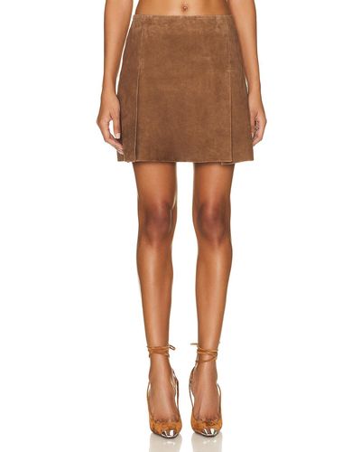 Remain Suede Slit Skirt - Brown