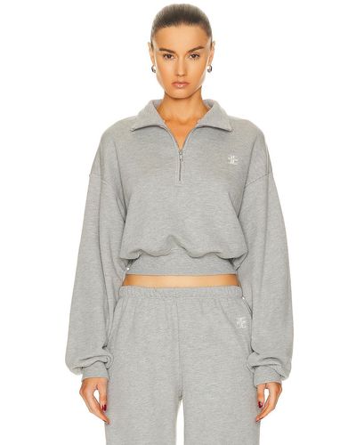 ÉTERNE Cropped Half-zip Sweatshirt - Gray
