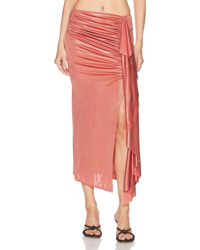 PATBO Metallic Jersey Midi Skirt - Pink