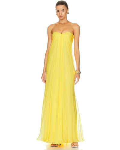 Alexander McQueen Draped Bustier Dress - Yellow
