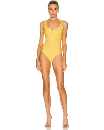 Moncler Half Zip Swimsuit - Yellow