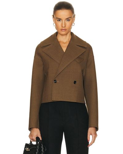 Bottega Veneta Structured Wool Cropped Jacket - Brown