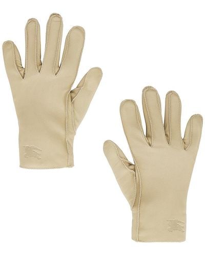 Burberry Plain Cold Weather Leather Gloves - White