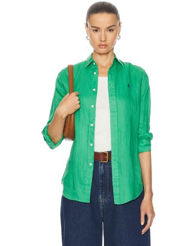 Polo Ralph Lauren Linen Long Sleeve Shirt - Green