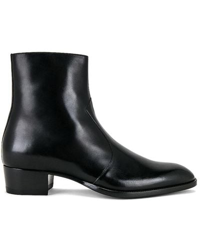 Saint Laurent Wyatt Western Zipped Boot - Black