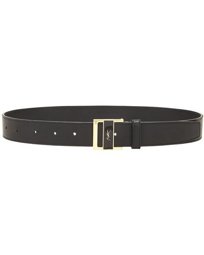 Saint Laurent Black Calf Leather Bos Taurus Thin Belt main image 1
