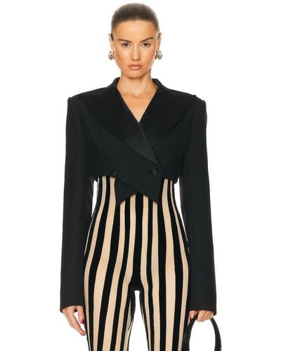 LAQUAN SMITH Double Breasted Cropped Jacket - Black