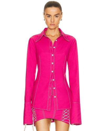 Priscavera Stretch Rainwear Button Down - Pink