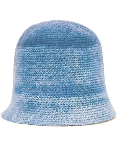 The Elder Statesman Gradient Crochet Bucket Hat - Blue
