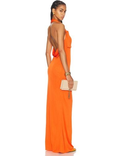 Saint Laurent Jersey Halterneck Dress - Orange