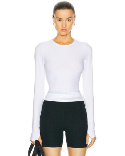 Beyond Yoga Featherweight Classic Crew Pullover Top - White