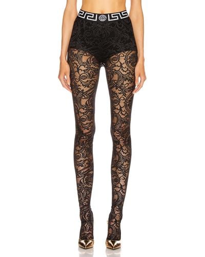 Versace All Over Lace Tights - Black