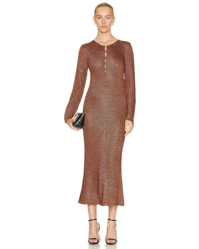Tom Ford Shiny Henley Dress - Brown