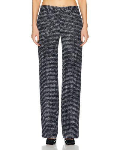 Alessandra Rich Sequin Checked Tweed Trouser - Blue
